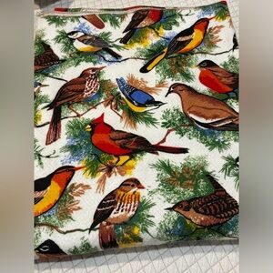 Vintage Woodland Birds Fleece Blanket 80s 90s Retro Appears Brand New 70” by 90”